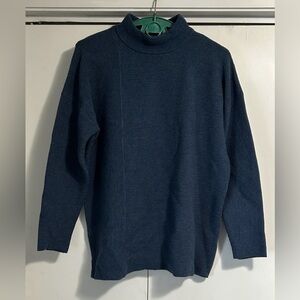 BTFBM Women’s Size Large Soft Stretch Ribbed Blue Mock Turtleneck Sweater